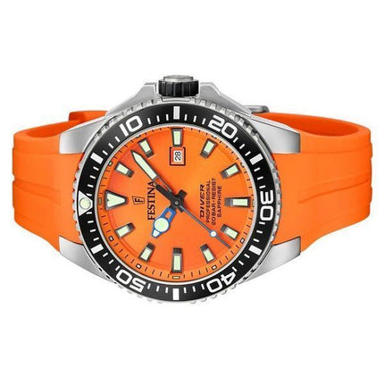 Festina Diver Rubber Strap Orange Dial Quartz F20664-4 200M Mens Watch