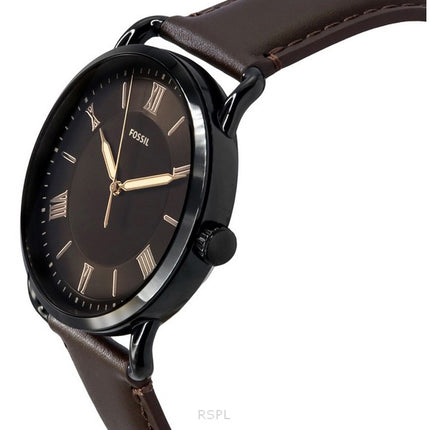 Fossil Copeland Brown Leather Strap Black Dial Quartz FS5666 Men's Watch