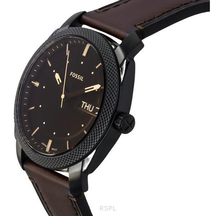 Fossil Machine Leather Strap Brown Dial Quartz FS5901 Men's Watch