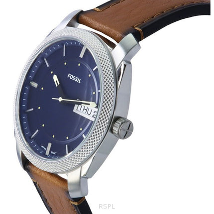 Fossil Machine Brown Leather Strap Blue Dial Quartz FS5920 Men's Watch