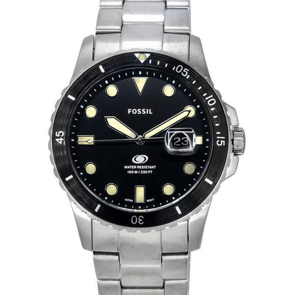 Fossil Blue Dive Style Stainless Steel Black Dial Quartz FS5952 100M Men's Watch