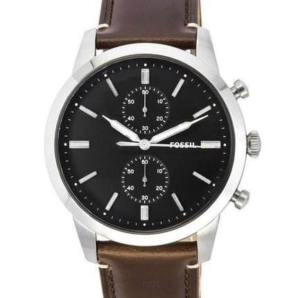 Fossil Townsman Chronograph Brown LiteHide Leather Strap Black Dial Quartz FS5967SET Men's Watch With Gift Set