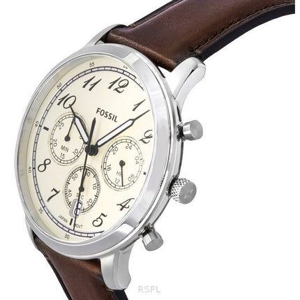 Fossil Neutra Chronograph Leather Strap Cream Dial Quartz FS6022 Men's Watch
