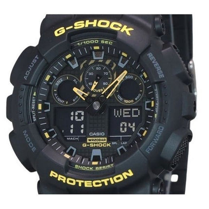 Casio G-Shock Caution Yellow Analog Digital Resin Strap Black Dial Quartz GA-100CY-1A 200M Men's Watch