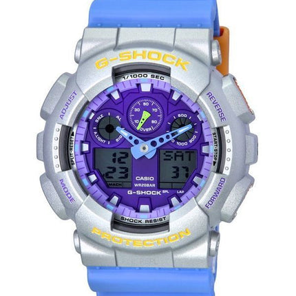 Casio G-Shock Euphoria Analog Digital Blue Resin Strap Purple Dial Quartz GA-100EU-8A2 200M Men's Watch