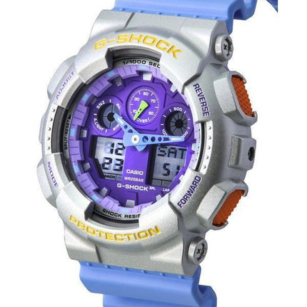 Casio G-Shock Euphoria Analog Digital Blue Resin Strap Purple Dial Quartz GA-100EU-8A2 200M Men's Watch