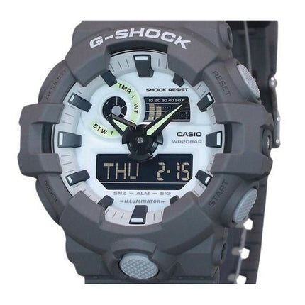 Casio G-Shock Hidden Glow Series Analog Digital Resin Strap Grey Dial Quartz GA-700HD-8A 200M Men's Watch