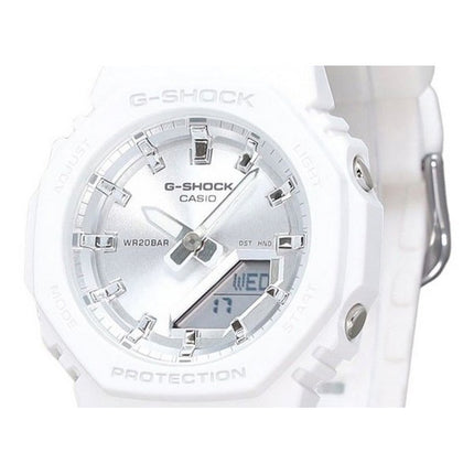 Casio G-Shock Analog Digital White Resin Bio Based Strap Silver Dial Quartz GMA-P2100VA-7A 200M Women's Watch