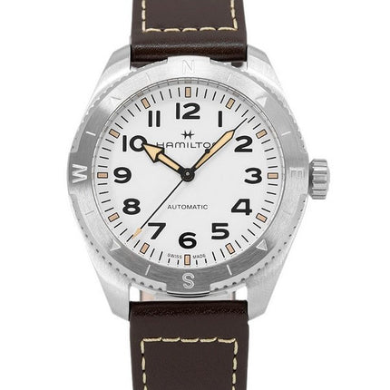 Hamilton Khaki Field Expedition Leather Strap White Dial Automatic H70315510 100M Men's Watch