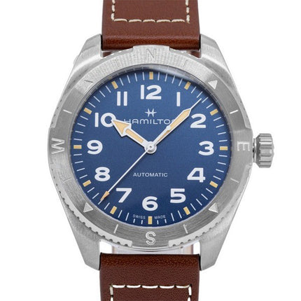 Hamilton Khaki Field Expedition Leather Strap Blue Dial Automatic H70315540 100M Men's Watch