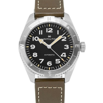 Hamilton Khaki Field Expedition Leather Strap Black Dial Automatic H70315830 100M Men's Watch