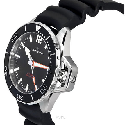 Hamilton Khaki Navy Frogman Rubber Strap Black Dial Automatic Diver's H77455330 300M Men's Watch