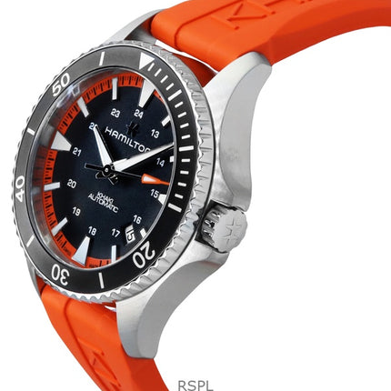 Hamilton Khaki Navy Scuba Orange Rubber Strap Black Dial Automatic H82395331 100M Men's Watch