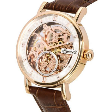 Ingersoll The Herald Leather Strap Rose Gold Skeleton Dial Automatic I00401B Men's Watch