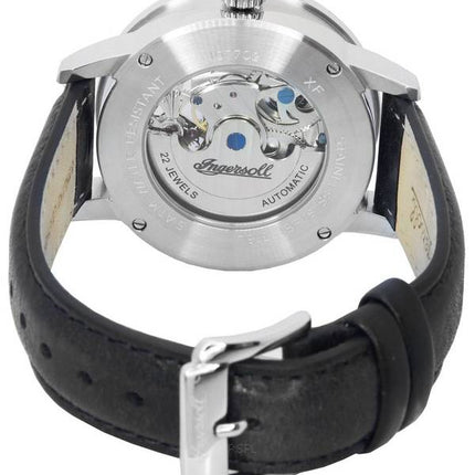 Ingersoll The Jazz Sun and Moon Phase Leather Strap Skeleton Silver Dial Automatic I07701 Men's Watch