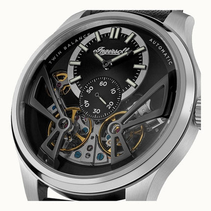 Ingersoll The Naismith Leather Strap Black Skeleton Dial Automatic I16101 Men's Watch