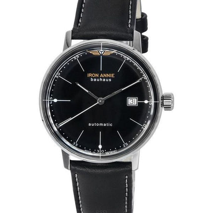 Iron Annie Bauhaus Leather Strap Black Dial Automatic 50502 Men's Watch