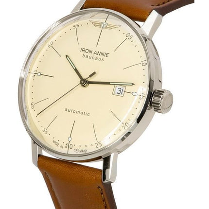 Iron Annie Bauhaus Leather Strap Beige Dial Automatic 50505 Men's Watch