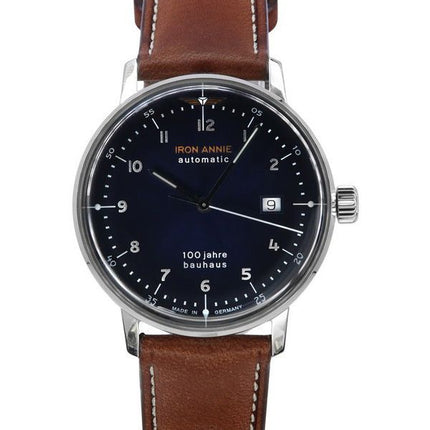 Iron Annie Bauhaus Brown Leather Strap Blue Dial Automatic 50563 Men's Watch