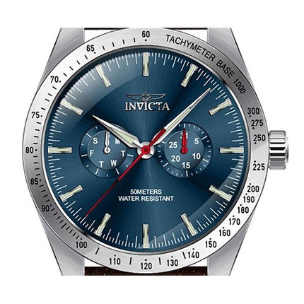 Invicta Specialty Tachymeter Leather Strap Blue Dial Quartz 45978 Men's Watch