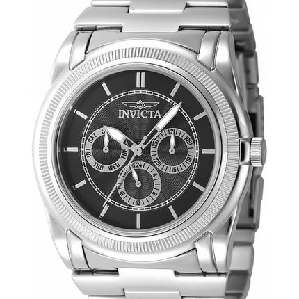 Invicta Slim GMT Stainless Steel Gunmetal Dial Quartz 46258 Men's Watch