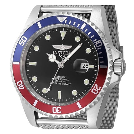 Invicta Pro Diver Stainless Steel Blue And Red Pepsi Bezel Black Dial Automatic Diver's 47965 200M Men's Watch