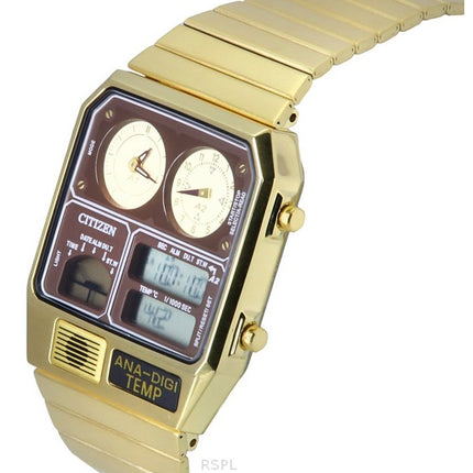 Citizen Reproduction Model Analog Digital Chronograph Gold Tone Stainless Steel Brown Dial Quartz JG2103-72X Men's Watch