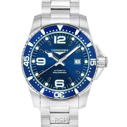 Longines HydroConquest Sunray Blue With Super-LumiNova Dial Automatic Diver's L3.841.4.96.6 300M Men's Watch