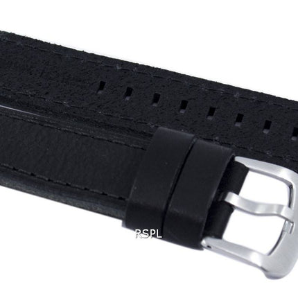 Black Ratio Brand Leather Watch Strap 22mm