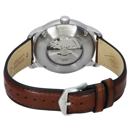 Fossil Heritage Brown LiteHide Leather Strap Cream Dial Automatic ME3221 Unisex Watch