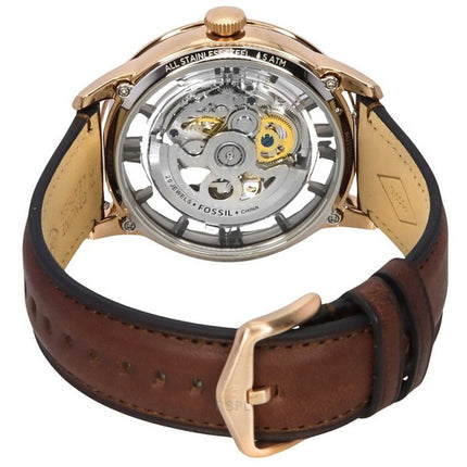 Fossil Townsman Leather Strap Brown Skeleton Dial Automatic ME3259 Men's Watch