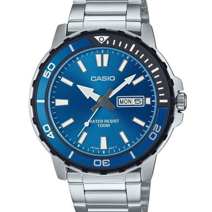 Casio Standard Analog Stainless Steel Blue Dial Quartz MTD-125D-2A1V 100M Men's Watch