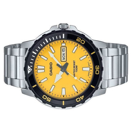 Casio Standard Analog Stainless Steel Yellow Dial Quartz MTD-125D-9AV 100M Men's Watch