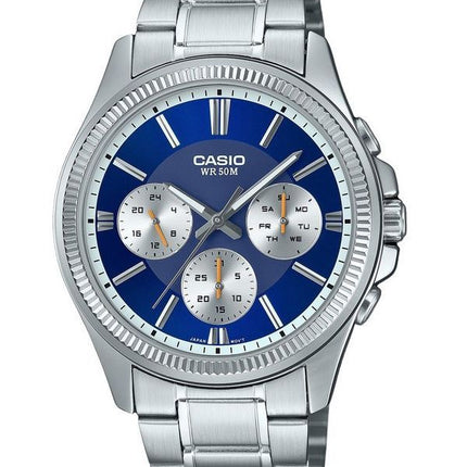 Casio Enticer Analog Stainless Steel Blue Dial Quartz MTP-1375D-2A1 Men's Watch