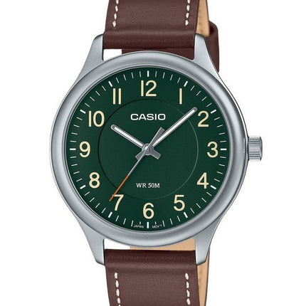 Casio Standard Analog Leather Strap Green Dial Quartz MTP-B160L-3B Men's Watch