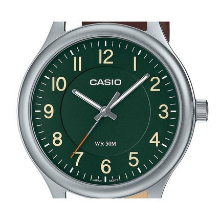 Casio Standard Analog Leather Strap Green Dial Quartz MTP-B160L-3B Men's Watch