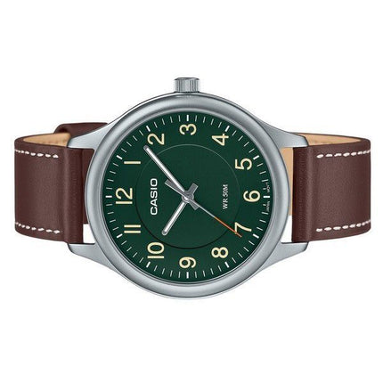 Casio Standard Analog Leather Strap Green Dial Quartz MTP-B160L-3B Men's Watch