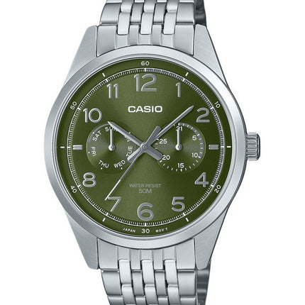 Casio Standard Analog Stainless Steel Green Dial Quartz MTP-E340D-3AV Men's Watch