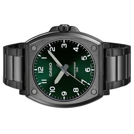 Casio Standard Analog Black Ion Plated Stainless Steel Green Dial Quartz MTP-E730B-3AV Men's Watch