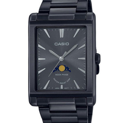 Casio Standard Analog Moon Phase Stainless Steel Black Dial Quartz MTP-M105B-1A Men's Watch