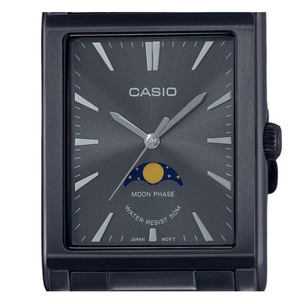 Casio Standard Analog Moon Phase Stainless Steel Black Dial Quartz MTP-M105B-1A Men's Watch