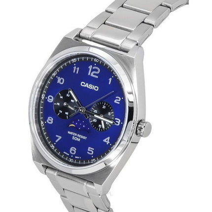 Casio Standard Analog Stainless Steel Moon Phase Blue Dial Quartz MTP-M300D-2A Men's Watch