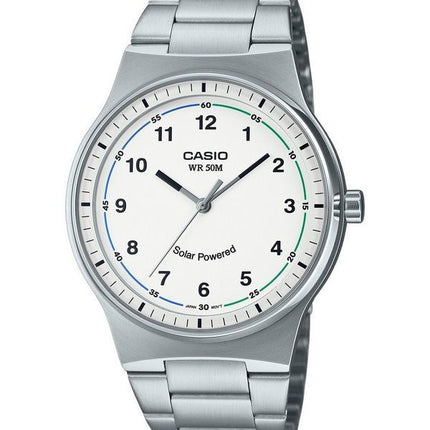 Casio Standard Analog Stainless Steel White Dial Solar MTP-RS105D-7BV Men's Watch