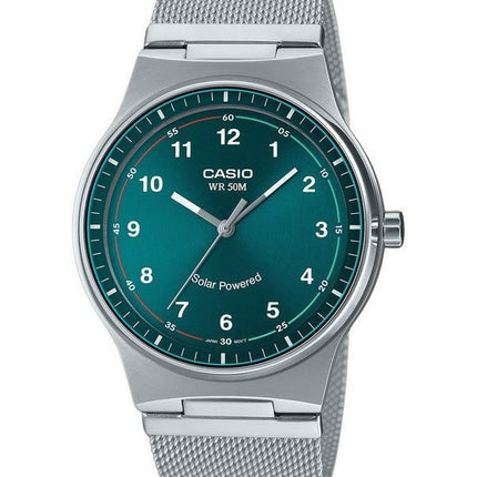 Casio Standard Analog Stainless Steel Green Dial Solar MTP-RS105M-3BV Mens Watch