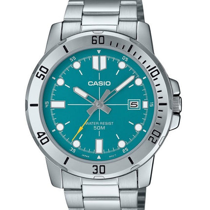 Casio Standard Analog Stainless Steel Turquoise Blue Dial Quartz MTP-VD01D-3E2V Men's Watch