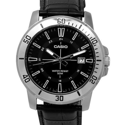 Casio Standard Analog Black Leather Strap Black Dial Quartz MTP-VD01L-1C Men's Watch