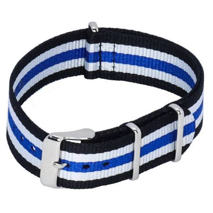 Ratio NATOR06 Multicolor Black White And Blue 20mm Polyester Watch Strap
