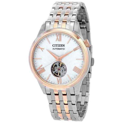 Citizen Two Tone Stainless Steel Open Heart White Dial Automatic NH9136-88A Men's Watch