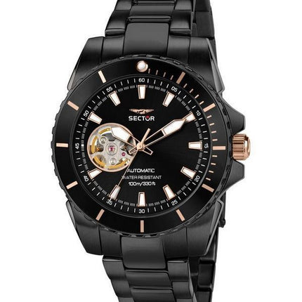 Sector 450 Automatico Stainless Steel Open Heart Black Dial Automatic R3223276002 100M Men's Watch