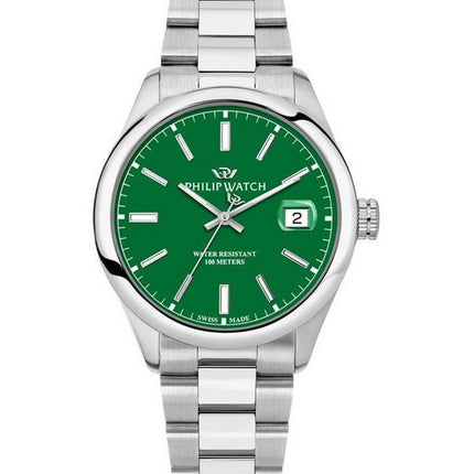 Philip Watch Caribe Urban Stainless Steel Green Dial Quartz R8253597643 100M Men's Watch